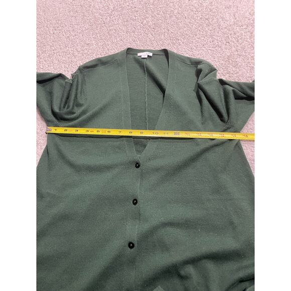 J. Jill Sweater Womens Small Button Front V Neck Wool Blend Long Cardigan Green - Picture 3 of 10